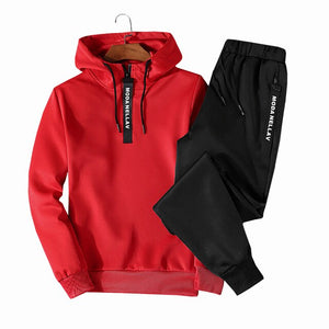 Hooded Tracksuit Fashion Men Set Jogging Suit Hoodies Sportswear Spring Autumn Mens Clothing 2019 Casual 2PCS Slim Sweatsuits - ren mart