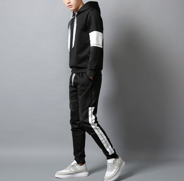 Hooded Tracksuit Fashion Men Set Jogging Suit Hoodies Sportswear Spring Autumn Mens Clothing 2019 Casual 2PCS Slim Sweatsuits - ren mart