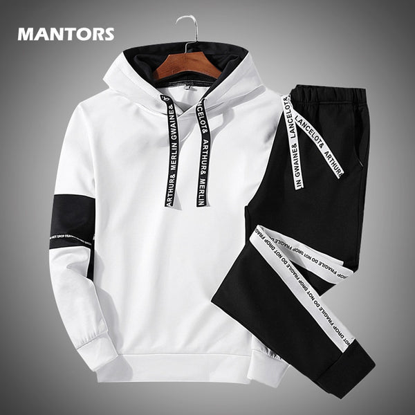 Hooded Tracksuit Fashion Men Set Jogging Suit Hoodies Sportswear Spring Autumn Mens Clothing 2019 Casual 2PCS Slim Sweatsuits - ren mart