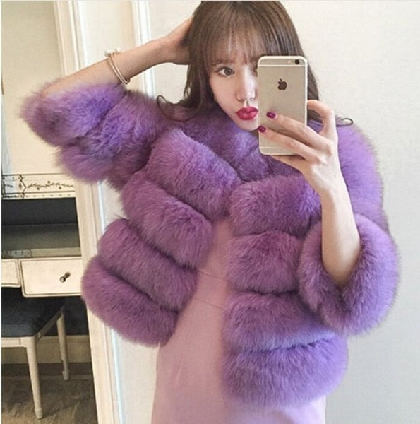 S-3XL Mink Coats Women 2019 Winter Top Fashion Pink FAUX Fur Coat Elegant Thick Warm Outerwear Fake Fur Jacket Chaquetas Mujer - ren mart