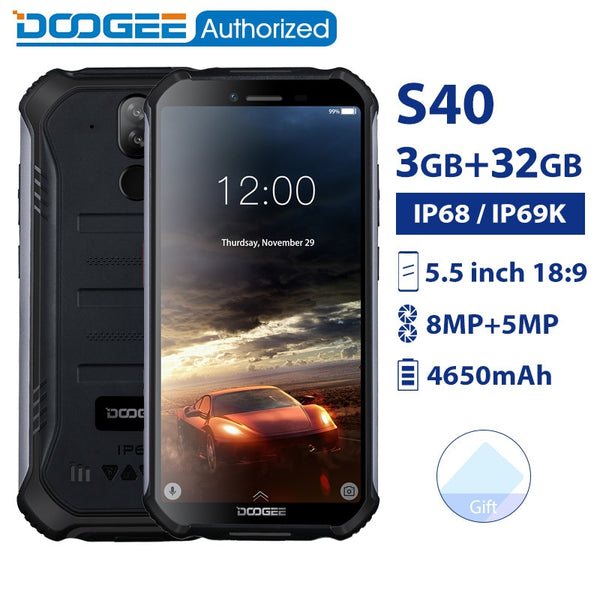 DOOGEE S40 IP68/IP69K waterproof smartphone MTK6739 Quad Core 3GB 32GB 5.5'' Android 9.0 Mobile Phone 4650mAh 8.0MP Rugged phone - ren mart