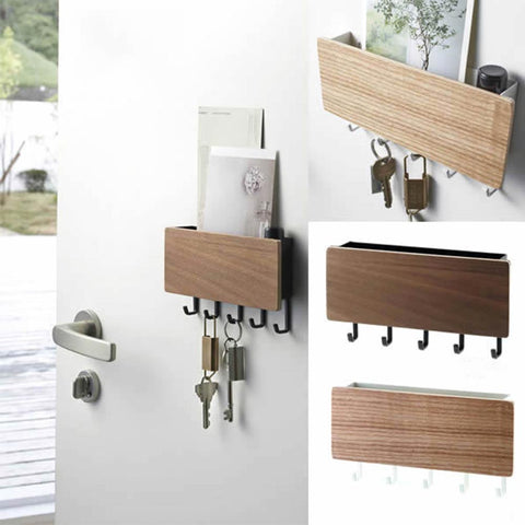 New Wall-hung Type Wooden Decorative Wall Shelf Sundries Storage Box Prateleira Hanger Organizer Key Rack Wood Wall Shelf - ren mart