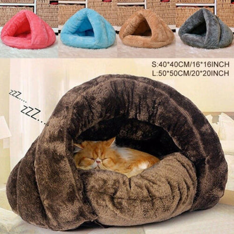New Pet Dog Cat Cave Igloo Bed Basket House Kitten Soft Cozy Indoor Cushion Kennel Hot - ren mart