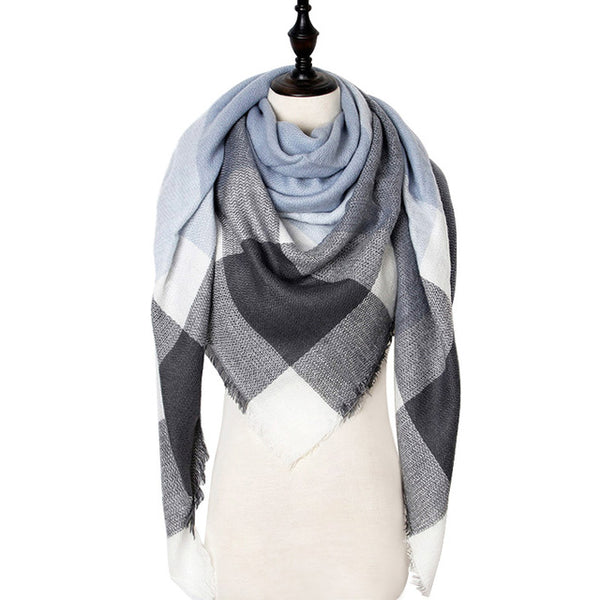 Winter Cashmere Scarf Women Scarf Plaid Blanket 2019 New Designer Female Triangle Pashmina Shawls and Scarves 140*140*210cm - ren mart
