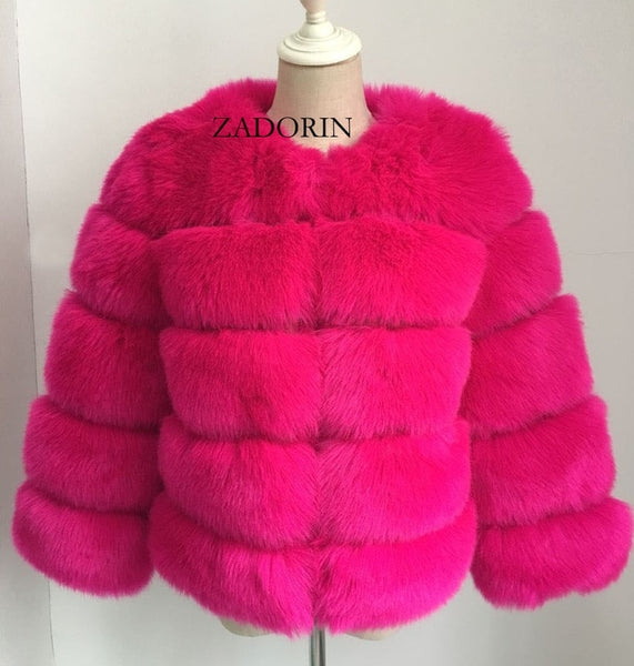 S-3XL Mink Coats Women 2019 Winter Top Fashion Pink FAUX Fur Coat Elegant Thick Warm Outerwear Fake Fur Jacket Chaquetas Mujer - ren mart