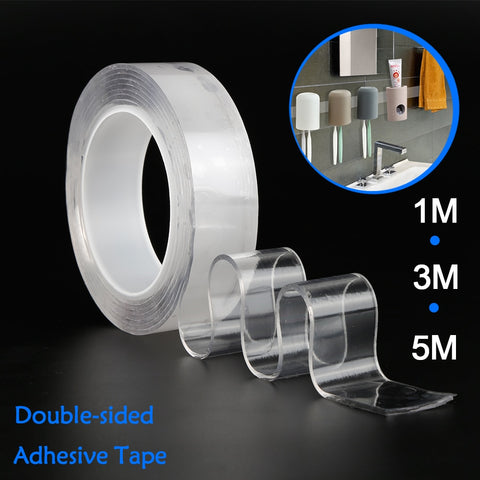 1/2/3/5m Reusable Double-Sided Adhesive Nano Traceless Tape Removable Sticker Washable Adhesive Loop Disks Tie Glue Gadget - ren mart