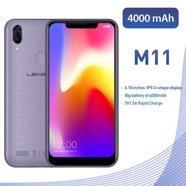 Original LEAGOO M11 4G Fingerprint Mobile Phone 6.18" Dual SIM Android 8.1 Quad Core 2GB RAM 16GB ROM 4000mAh Face ID Smartphone - ren mart