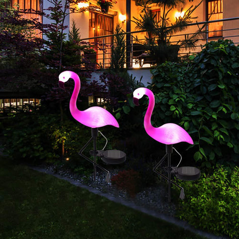 Flamingo Lawn Solar Lamp, Solar Garden Light Solar Yard Lights Waterproof Led Light Outdoor Solar Light for Garden Decorative - ren mart