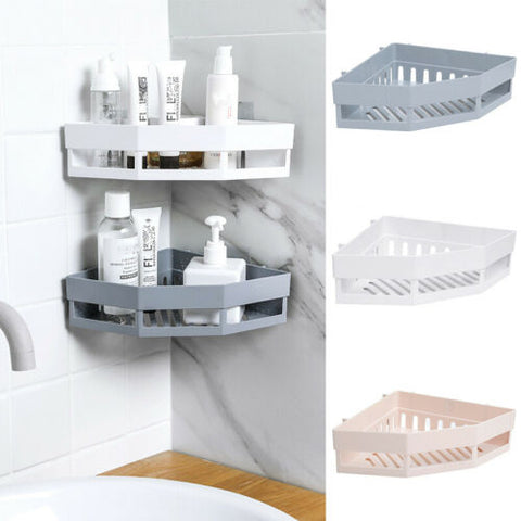 Hot Bathroom Corner Shelves Shampoo Holder Kitchen Storage Rack Mess Shower Organizer Wall Holder Space Saver Household Items - ren mart