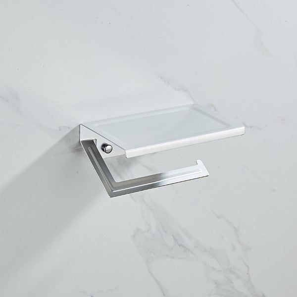 Bathroom Hardware Set  White Paper Mobile Phone Holder Space Aluminum Antique Roll Holder with Shelf Toilet Paper Box Wall Mount - ren mart