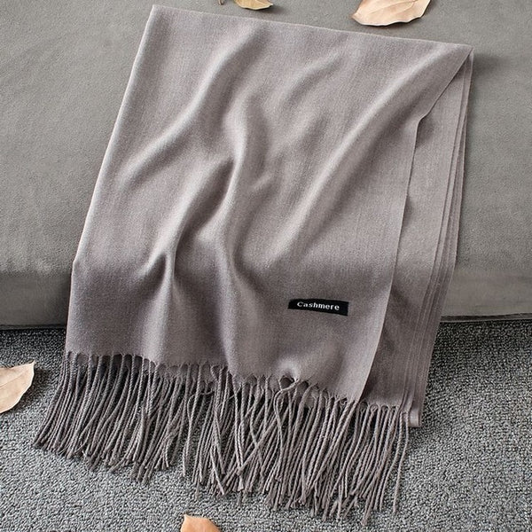 Soft Cashmere Scarves Women 2019 Autumn New Solid Color Wraps Thin Long Scarf with Tassel Casual Lady Winter Female Shawl - ren mart
