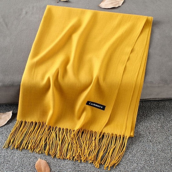 Soft Cashmere Scarves Women 2019 Autumn New Solid Color Wraps Thin Long Scarf with Tassel Casual Lady Winter Female Shawl - ren mart