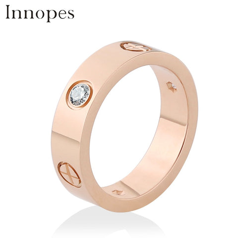 Innopes fashion Philip's head screw zircon ring simple stainless steel men's ring rose gold women's ring hot sale - ren mart