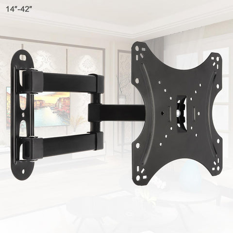 Universal 18KG Adjustable TV Wall Mount Bracket Flat Panel TV Frame Support 15 Degrees Tilt with Gradienter for 14 - 42 Inch LCD - ren mart