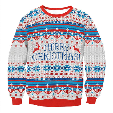 2019 Santa Claus Xmas Patterned Sweater Ugly Christmas Sweaters Tops Men Women Funny Pullovers Blusas Drop shipping - ren mart