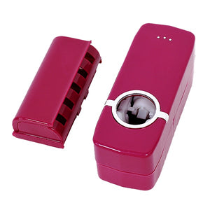 1 Set Tooth Brush Holder Automatic Toothpaste Dispenser + 5 Toothbrush Holder Toothbrush Wall Mount Stand Bathroom Tools - ren mart