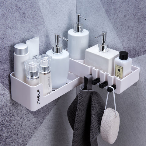 Rotatable Bathroom Organizer With 4 Hook Wall Mounted For Kitchen Storage Organization Shelf Corner Shower Shampoo Holder - ren mart