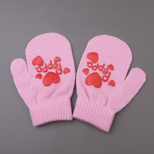 Winter Warm Gloves Children Knitted Mittens Kids Solid Girls boy Stretch Christmas gift Glove Boys Gloves 14cm - ren mart