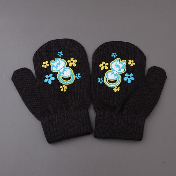 Winter Warm Gloves Children Knitted Mittens Kids Solid Girls boy Stretch Christmas gift Glove Boys Gloves 14cm - ren mart