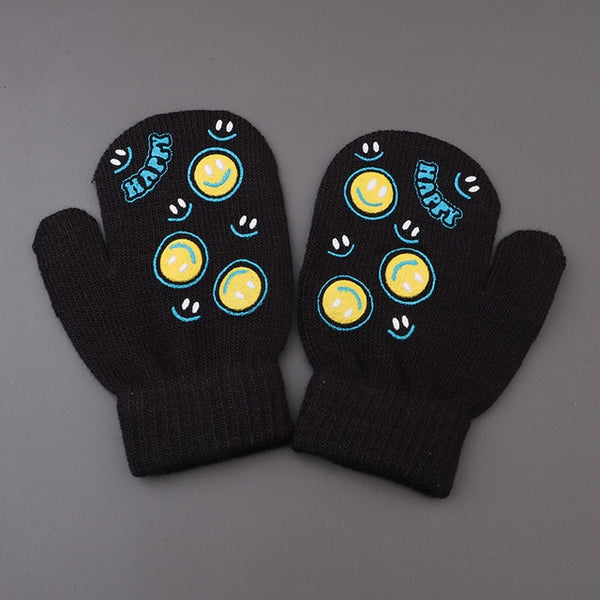 Winter Warm Gloves Children Knitted Mittens Kids Solid Girls boy Stretch Christmas gift Glove Boys Gloves 14cm - ren mart