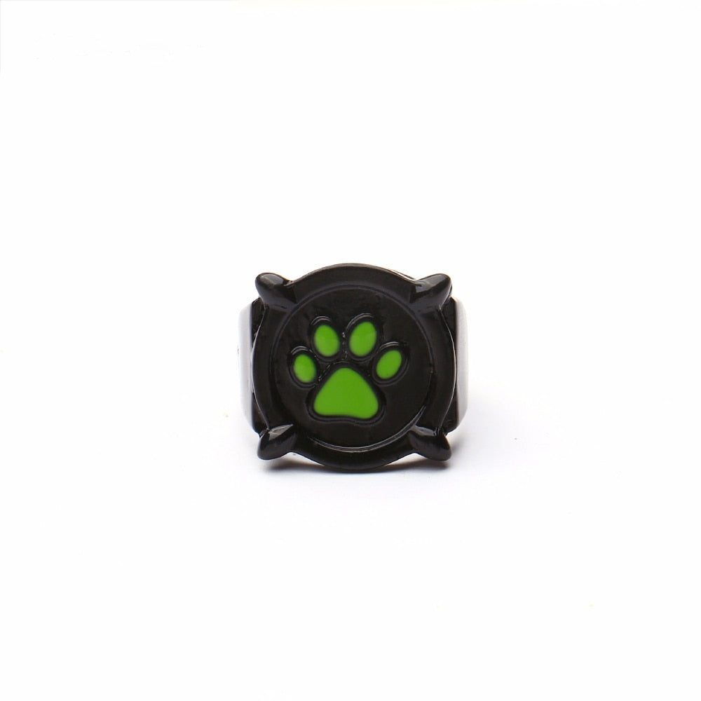 2019 Anime Black Cat Rings Girl Boy Ladybug Cartoon Green Enamel Ring Paw Print Punk Jewelry Wedding Rings For Girl Boys Gift - ren mart