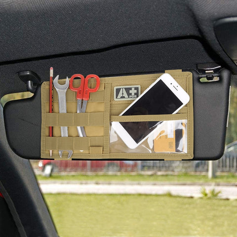 Tactical MOLLE Vehicle Visor Panel Car Sun Vis Outdoor Vehicle for Organizer CD Bag Auto Gear Accessories Travel Kits - ren mart