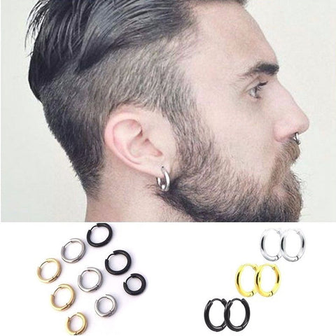 Fashion Women Men Punk Gothic Stainless Steel Simple Round Stud Earrings Lover 3 Colors 3 Size Earring Jewelry - ren mart