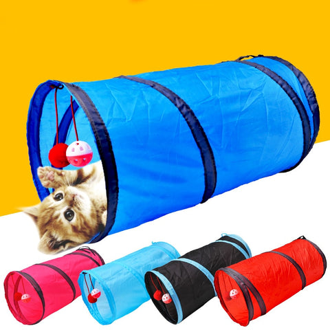 Funny Pet Cat Tunnel 2/3/4 Holes Play Tubes Balls Collapsible Crinkle Kitten Toys Puppy Ferrets Rabbit Play Dog Tunnel Tubes - ren mart