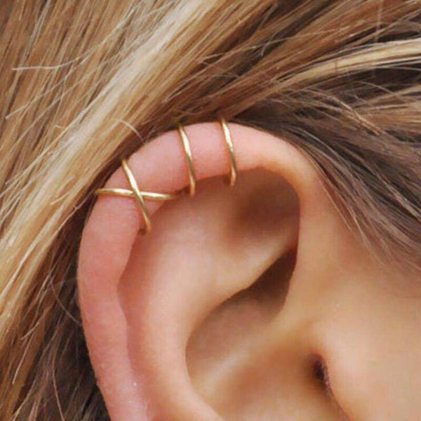 Yobest 5Pcs/Set 2019 fashion Ear Cuffs Gold Leaf Ear Cuff Clip Earrings for women Climbers No Piercing Fake Cartilage Earring - ren mart