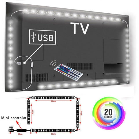 5V 2M Nonwaterproof RGB 5050SMD Led Strip Can Change Color For TV Background Lighting With USB IR Controller - ren mart