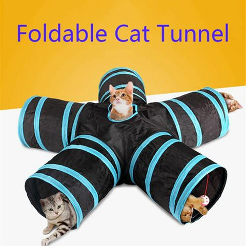 Hot 2/3/4/5 Holes 14 Colors Foldable Pet Cat Tunnel Indoor Outdoor Pet Cat Training Toy for Cat Rabbit Animal Play Tunnel Tube - ren mart
