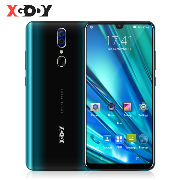 XGODY 9T Pro 3G Smartphone Android 9.0 6.26" 19:9 Waterdrop Screen 2GB 16GB Quad Core Dual Sim 5MP Camera GPS Wi-Fi Mobile Phone - ren mart