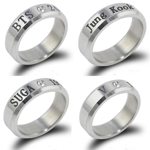 New Style BTS Bulletproof Boys Related Products Titanium Steel Ring Stainless Steel Collective Personal Rings Necklace - ren mart