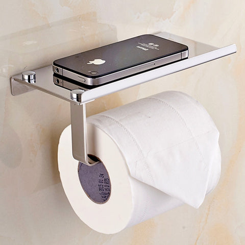 1pc Stainless Steel Bathroom Toilet Roll Paper Holder Wall Mount WC Paper Phone Holder Storage Shelf Rack Bathroom accessories - ren mart