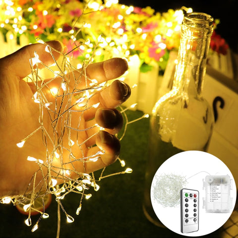 LED Copper Wire Firecracker Lights Holiday Fairy Lights Outdoor Waterproof Battery Box Remote Control Christmas String Light - ren mart