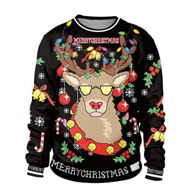 Ugly Christmas Sweater snowman For gift Santa reindeer Pullover Womens Mens 3D Jerseys and Sweaters Tops Autumn Winter Clothing - ren mart