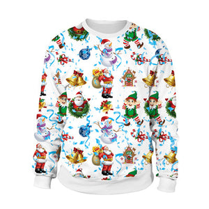 Ugly Christmas Sweater snowman For gift Santa reindeer Pullover Womens Mens 3D Jerseys and Sweaters Tops Autumn Winter Clothing - ren mart