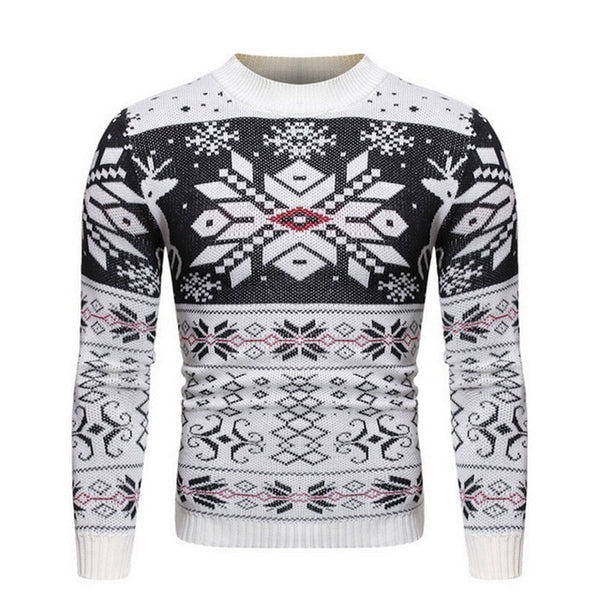 PUIMENTIUA 2019 New Christmas Style Men Autumn Winter Pullover Sweater Deer Printed Long Sleeve Thicken Warm O-Neck Sweaters Men - ren mart