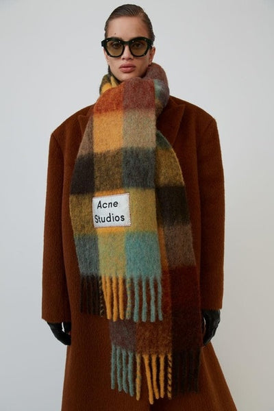 Cashmere Shawl in Autumn and Winter2019,Winter Fashion Colored Chequered Scarf Warms Students'Necks and Thicker Shawls - ren mart