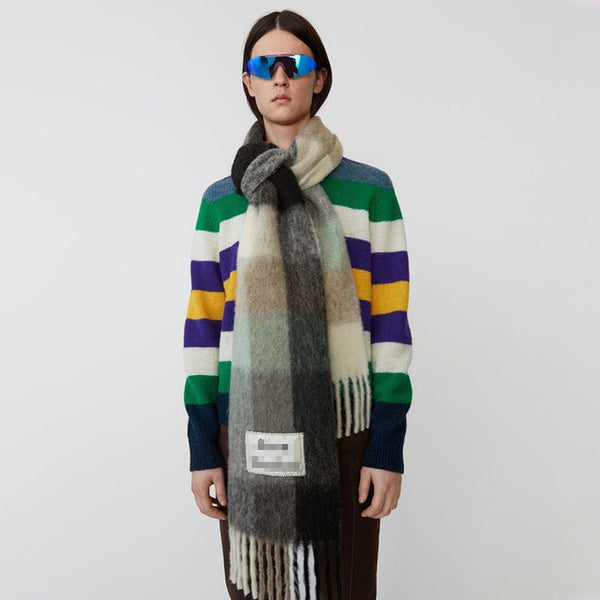 Cashmere Shawl in Autumn and Winter2019,Winter Fashion Colored Chequered Scarf Warms Students'Necks and Thicker Shawls - ren mart