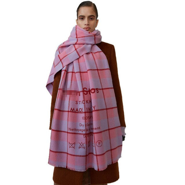 Cashmere Shawl in Autumn and Winter2019,Winter Fashion Colored Chequered Scarf Warms Students'Necks and Thicker Shawls - ren mart