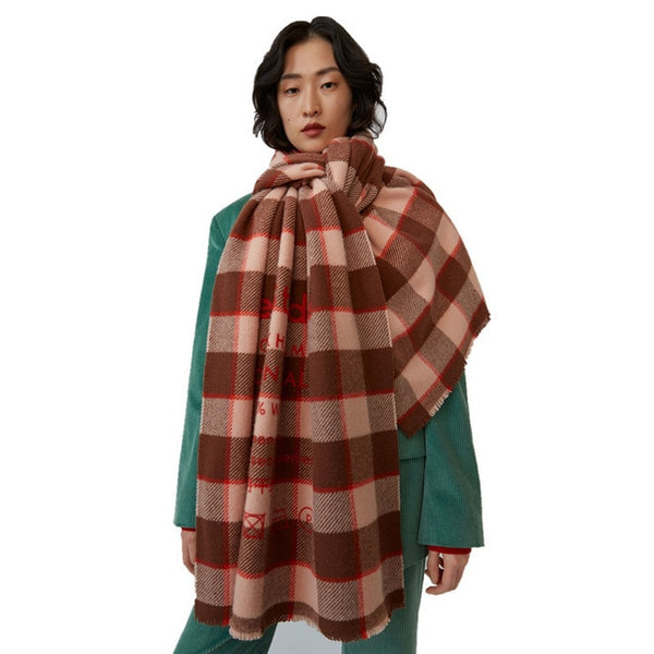 Cashmere Shawl in Autumn and Winter2019,Winter Fashion Colored Chequered Scarf Warms Students'Necks and Thicker Shawls - ren mart