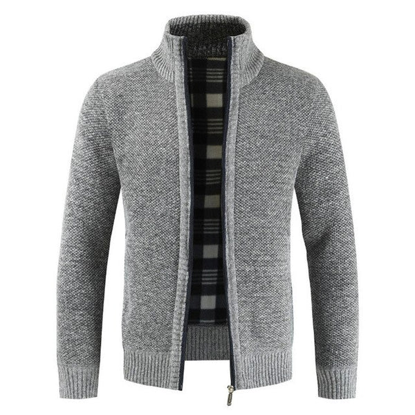 Mens Cardigan Autumn Winter Warm Thick Sweater Casual Knitwear Wind Breaker Jacket Stand Collar Overcoat Men Zipper Knitted Coat - ren mart
