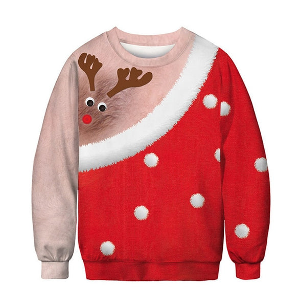 Men's sweater pull homme Christmas Sweater Santa Claus 3d Loose Hoodie Men Women christmas sweater men pull noel homme - ren mart