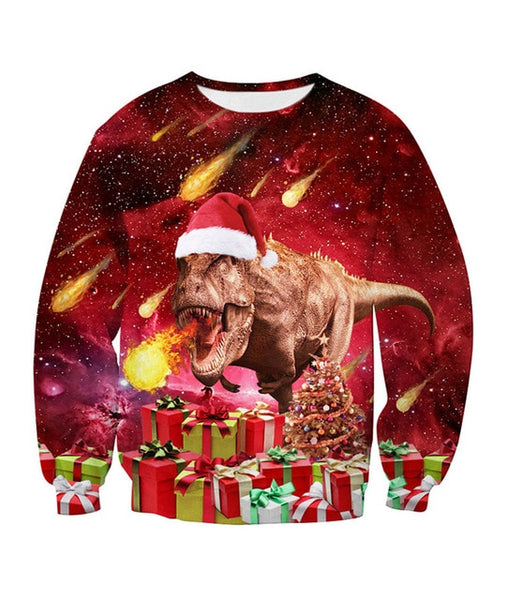 Men's sweater pull homme Christmas Sweater Santa Claus 3d Loose Hoodie Men Women christmas sweater men pull noel homme - ren mart