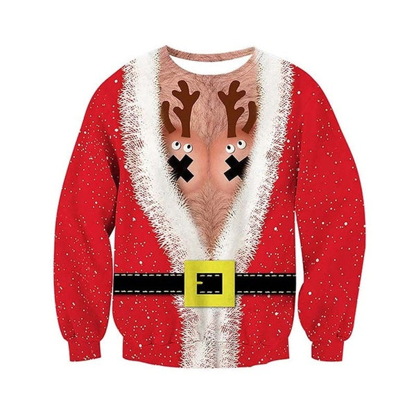 Christmas Sweater 3D Print Funny Xmas Pullover Hoodie Sweatshirt Men Women Holiday Party Autumn men's sweater - ren mart