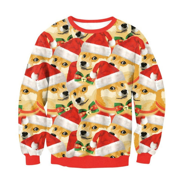 Christmas Sweater 3D Print Funny Xmas Pullover Hoodie Sweatshirt Men Women Holiday Party Autumn men's sweater - ren mart