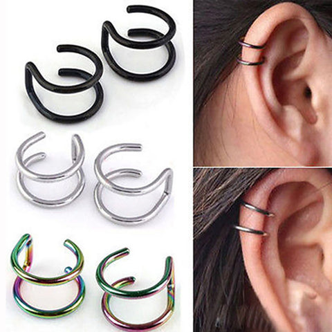 1PCS Fake Piercing Earring Jewelry Clip On Wrap Tragus Stainless Steel Rings Ear Cuff Clip Nose Ring Body Bijoux - ren mart