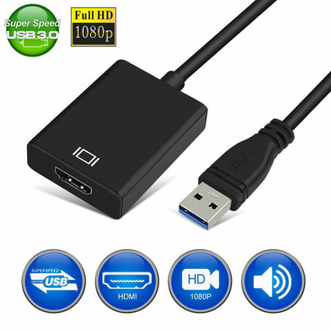 USB 3.0 To HDMI female Audio Video Adaptor Converter Cable For Windows 7/8/10 PC - ren mart