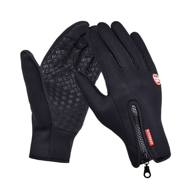 Outdoor Sports Windstopper Waterproof Gloves Black Riding Glove Motorcycle Gloves Touch Screen Black Full Finger Men - ren mart